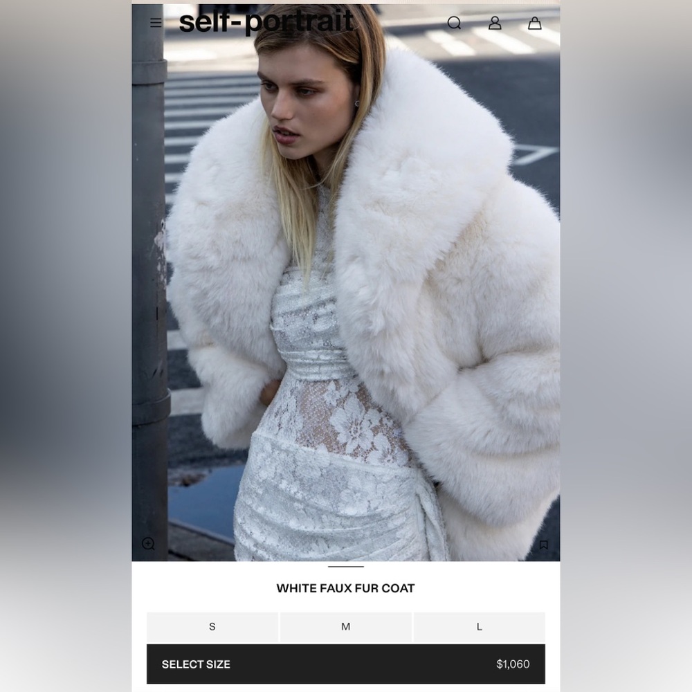 Luxurious Viral White Fluffy Fur Coat - Size Medium - Picture 4 of 5
